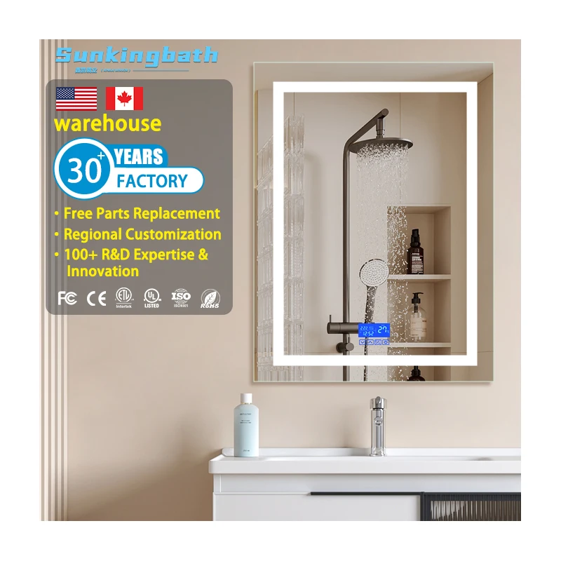 Magnifying Bathroom Led Lighted Makeup Mirror Rectangle Magnification Vanity Mirror With Led Lights Light Strip