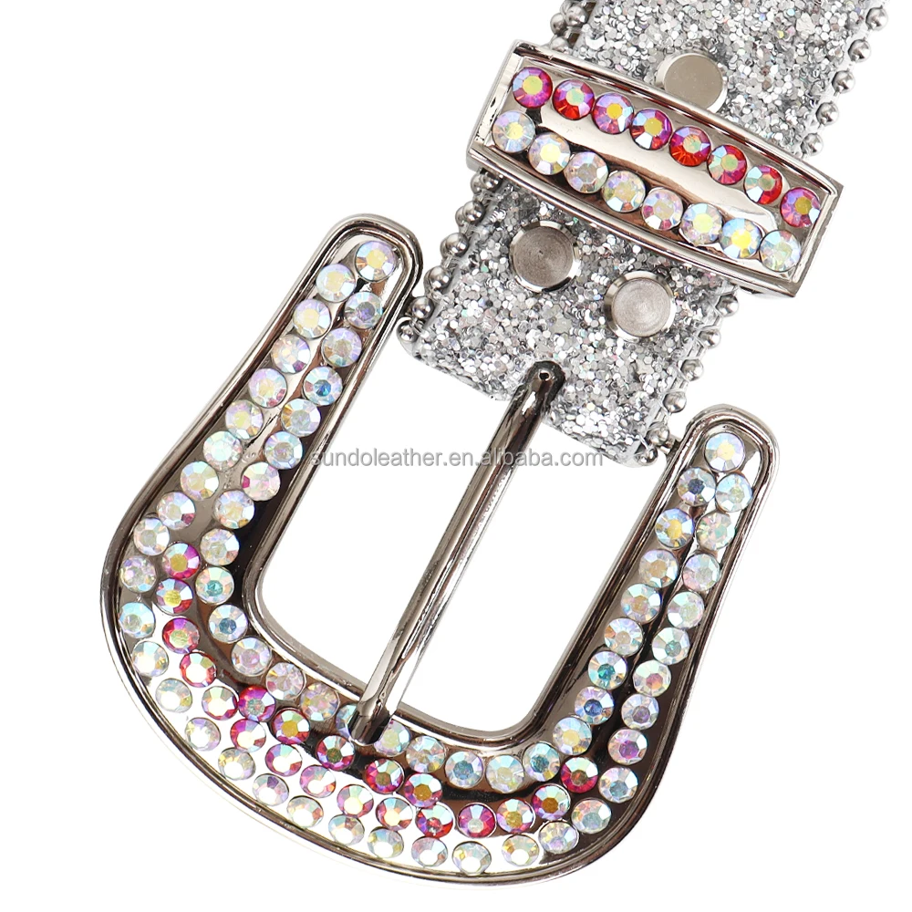 Ремень в стиле унисекс, Роскошный дизайнерский пояс из искусственной кожи, со стразами, в западном стиле, Bb Simon