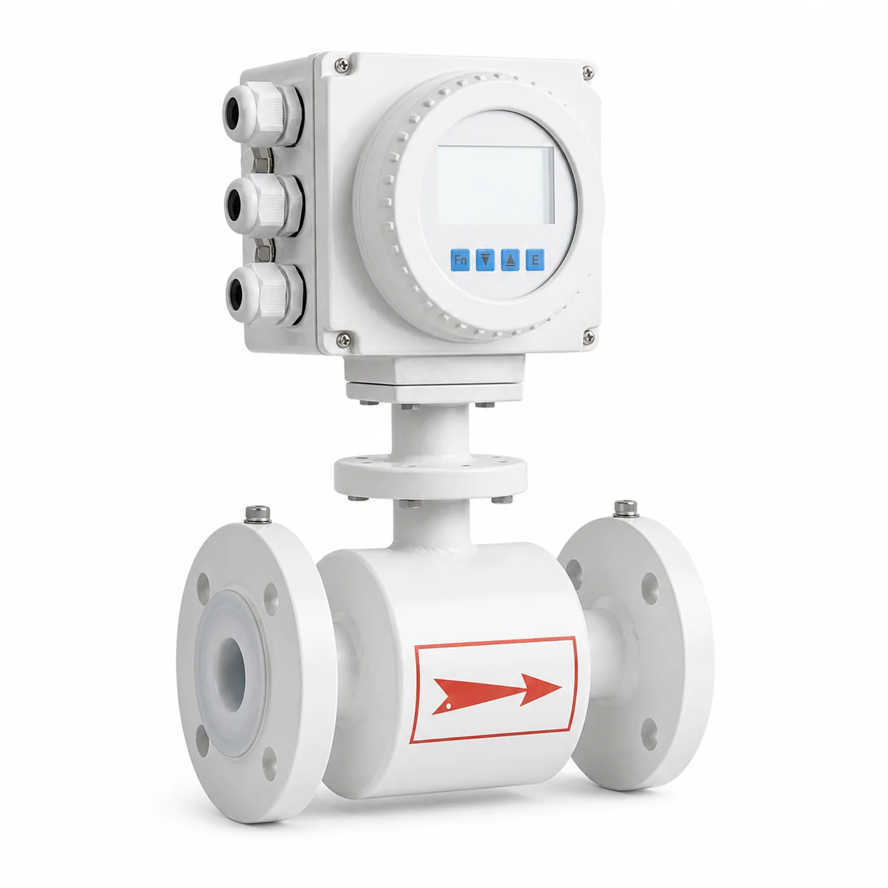 PTFE Liner 316L Electrode Digital Electromagnetic Liquid Flow Meter AC220V DC24V Inline Mag Flowmeter for Wastewater CDU Loop