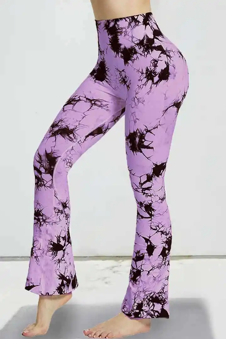 product high waist yoga pants seamless tie dyed yoga leggings bell bottoms leggings wide leg sports fitness yoga pants-60