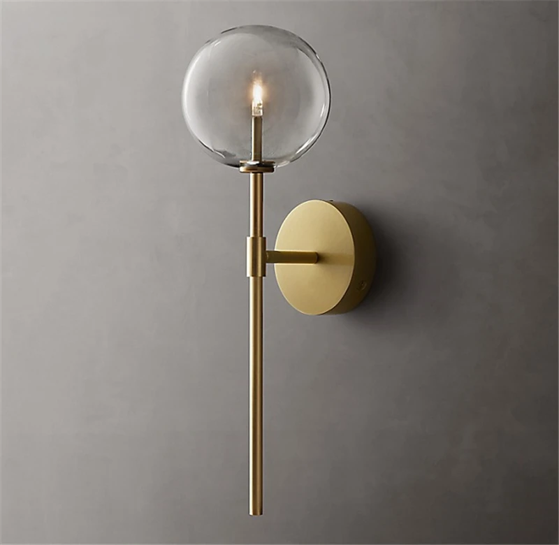 Modern Gold Wall Light Round Glass Ball Mounted Wall Lamp Hotel