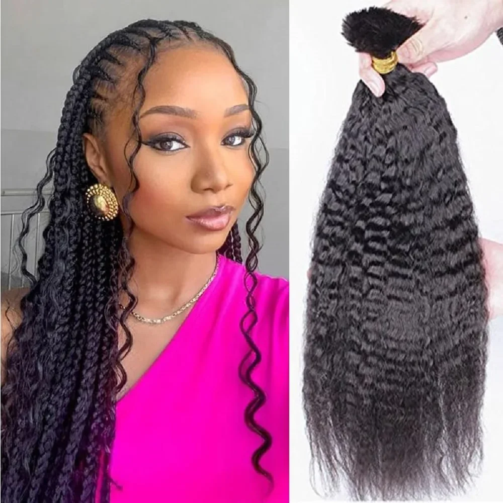 Capelli umani lisci e crespi sfusi per trecce micro trecce mongole Hair Coase Italian Yaki Hair Bundles 100g 3 pezzi/lotto_voghion.com