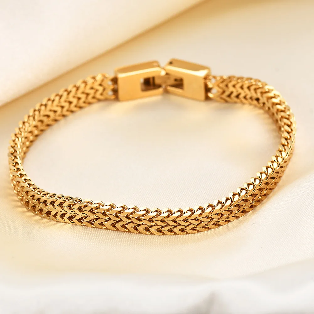 Zhongzhe Jewelry Trendy Men Chain Bracelet Male Hip-hop Stainless Steel  Plated Gold Snake Chain Men's Fashion Bracelet