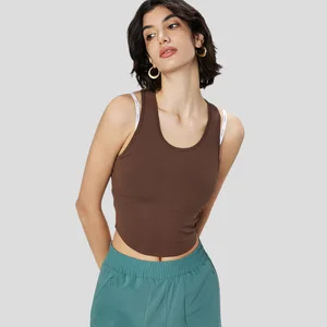 Wholesale Lightweight Nude Sports Yoga Vest Quick-Dry High  Gym Fitness Bra with U-Neckline Breathable Hollow Design