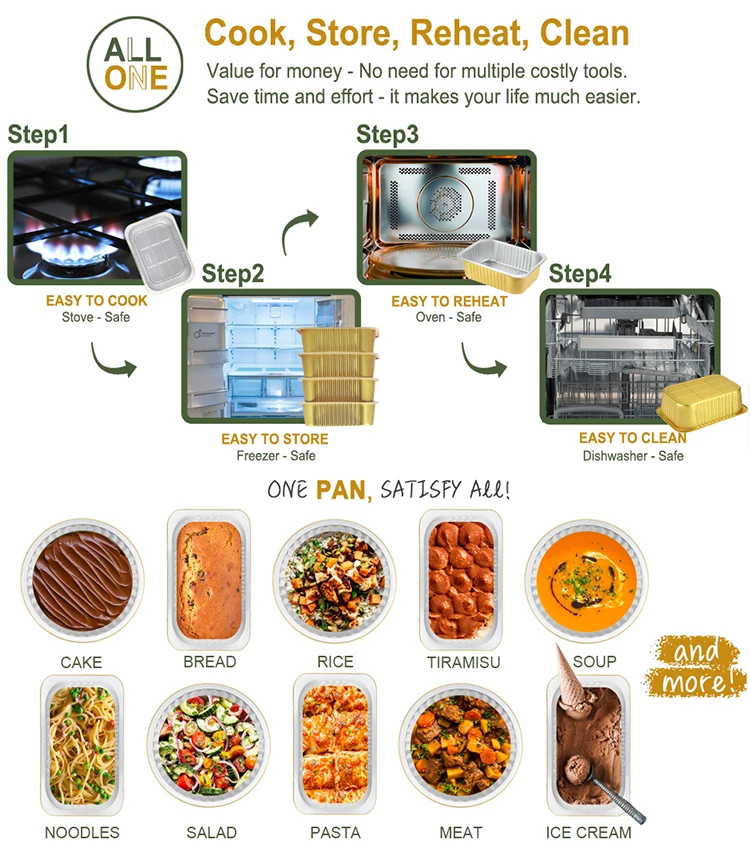 product y290 290ml 98oz sturdy thicker microwave safe multi use grill oven container aluminum foil pans covers for food microwavable282-7