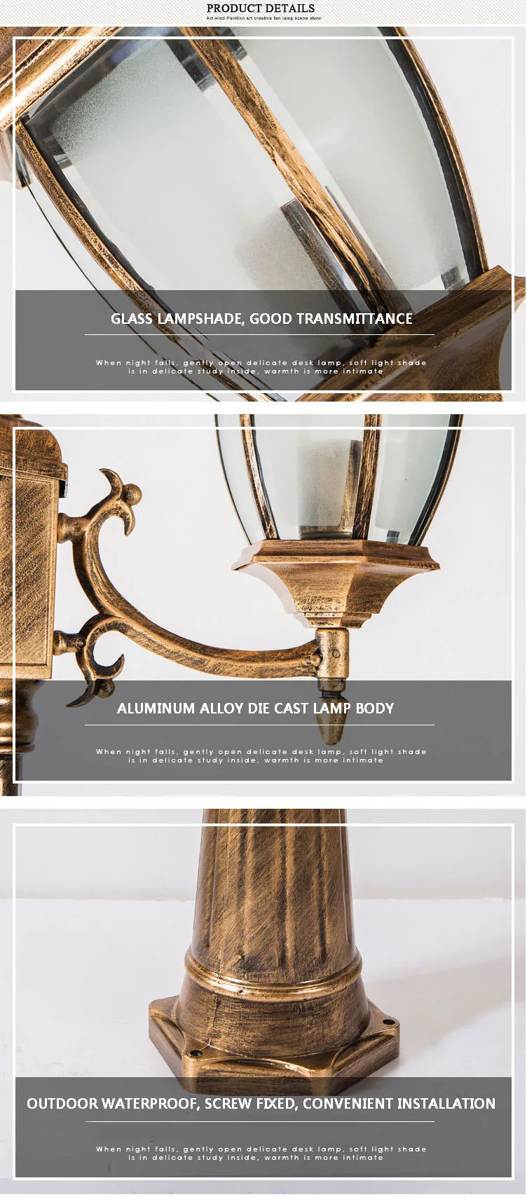 Outdoor Villa Courtyard Light Waterproof Post Led Modern Garden Street Light Fixituer IP65 Antique Road Lamp