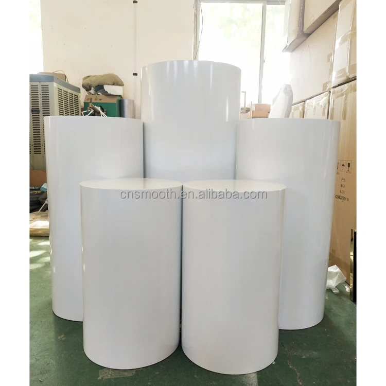 5pcs Stackable Round Pleated Wave Cylinder Plinth Wedding Birthday Decoration Metal Column Cake Display Plinth Stand
