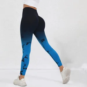high waist seamless Knitted gradient tie dye yoga leggings women fashion athletic wear yoga long leggings