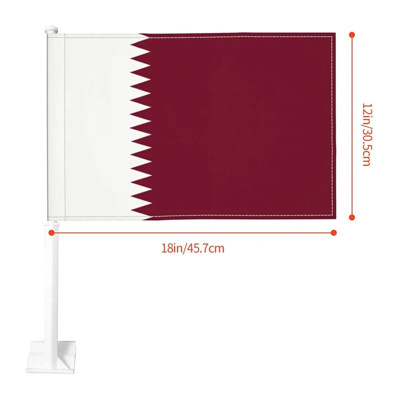 Mini Drapeau Fanion Voiture Qatar - 15x10 Cm, Polyester, Imprimé Recto/Verso, Décoration Auto - 5