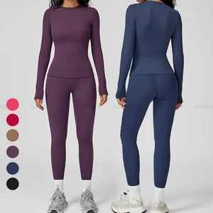Custom logo Gym Wear Activewear Workout Leggings Sets Women 2 Piece Yoga Set Women Clothing T Shirts Gym Fitness Sets Wholesale