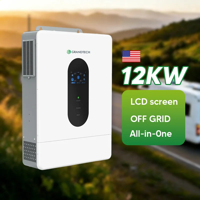 GRANDTECH – Inverter solar hibrid nou, 12 kW, 120 V / 240 V, fază divizată, off-grid, 12 kW, 48 V, inverter hibrid pentru sistem casnic de energie solară