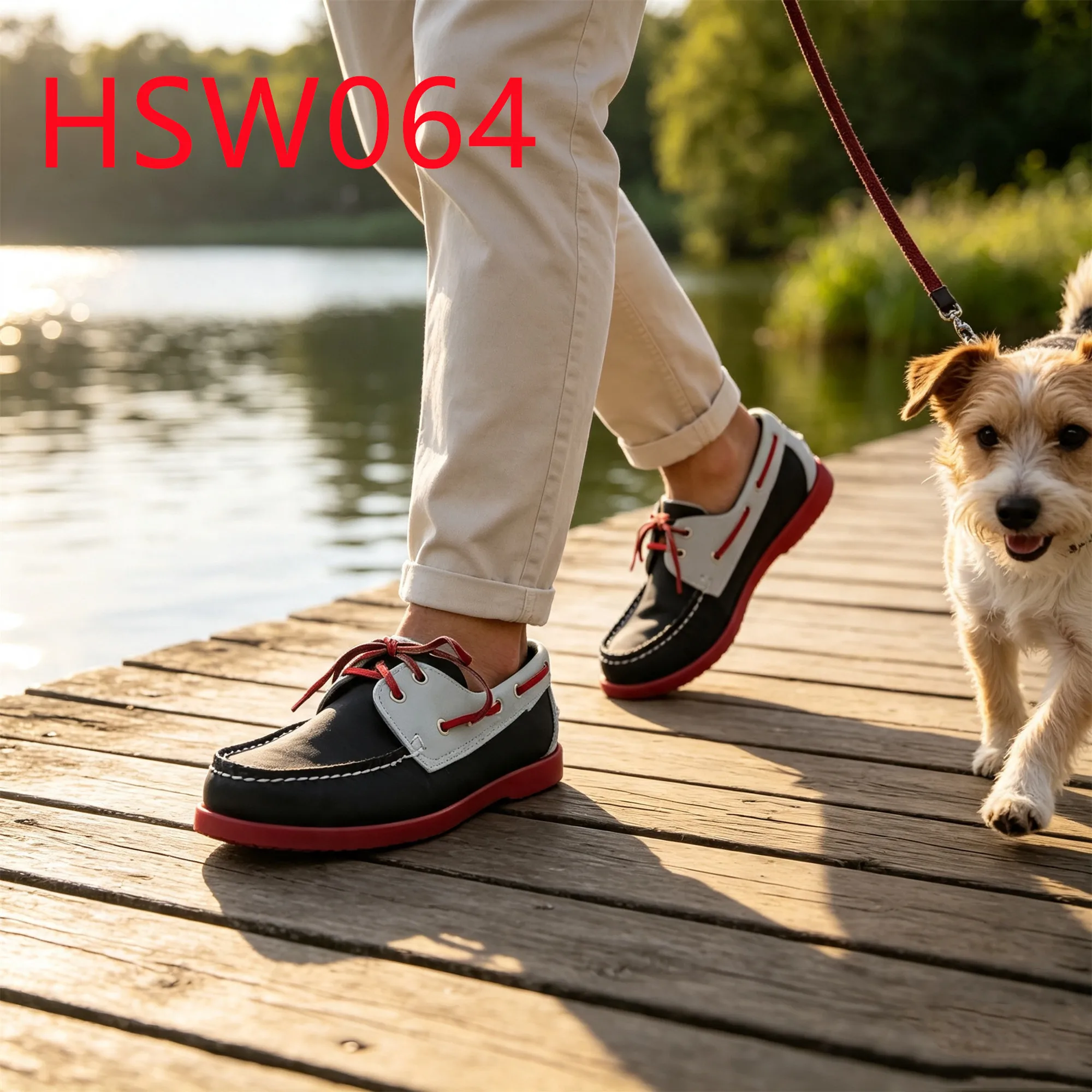 HY,Outdoor Walking Combined Leather Upper Lace-up Boat Shoes Holiday Trip Handmade Anti-odor Hua Singh Moccasin Shoes HSW064