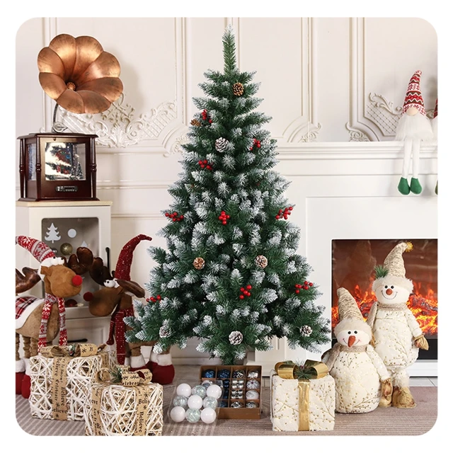 High-quality Christmas Tree with Painted Snow Pine Cone Red Fruit Ornament Xmas Tree Decoration Christmas Tree for Home Decor