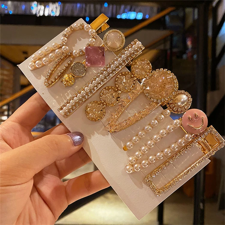 Gold Pearl & Crystal Hair Clip Set - Elegant Women\'s Jewelry pearl hair clip set combination hair jewelry elegant - Temu main image 3