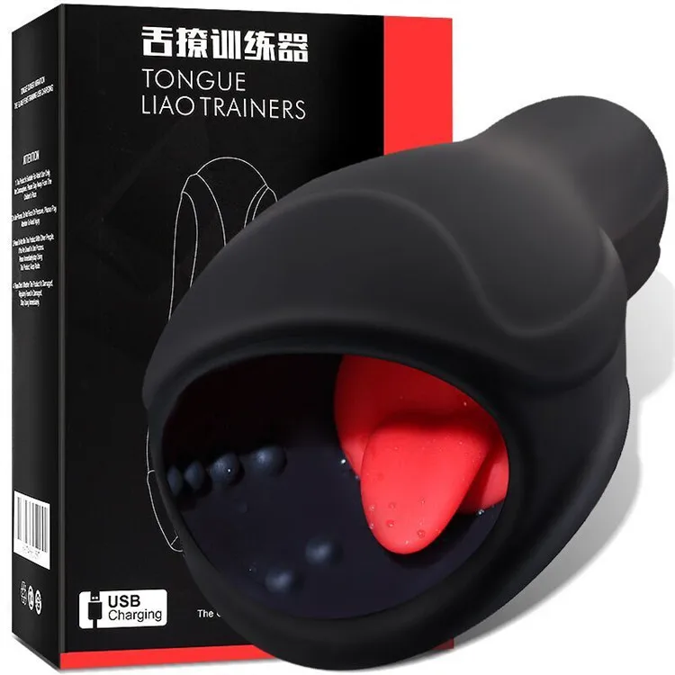 Men's Real Touch Vibrating Masturbation Cup - 6 Speeds Waterproof Oral Sex  Toy for Adults, Tongue Licking, Glans Training