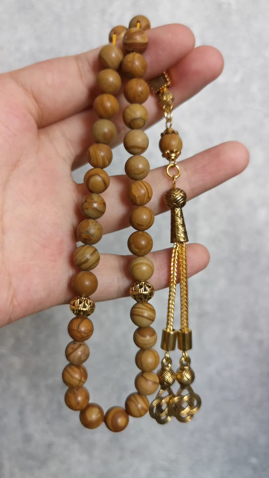 Tasbih Natural Wood Color Stone 33 Beads Bracelet Muslim Accessories 