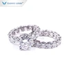 silver moissanite ring set