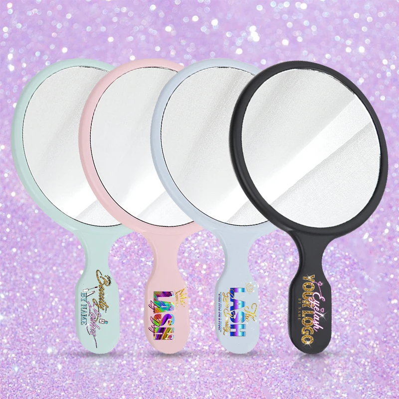 Plastic One Side Customized Logo Square Shaped Cosmetic Pink Hand