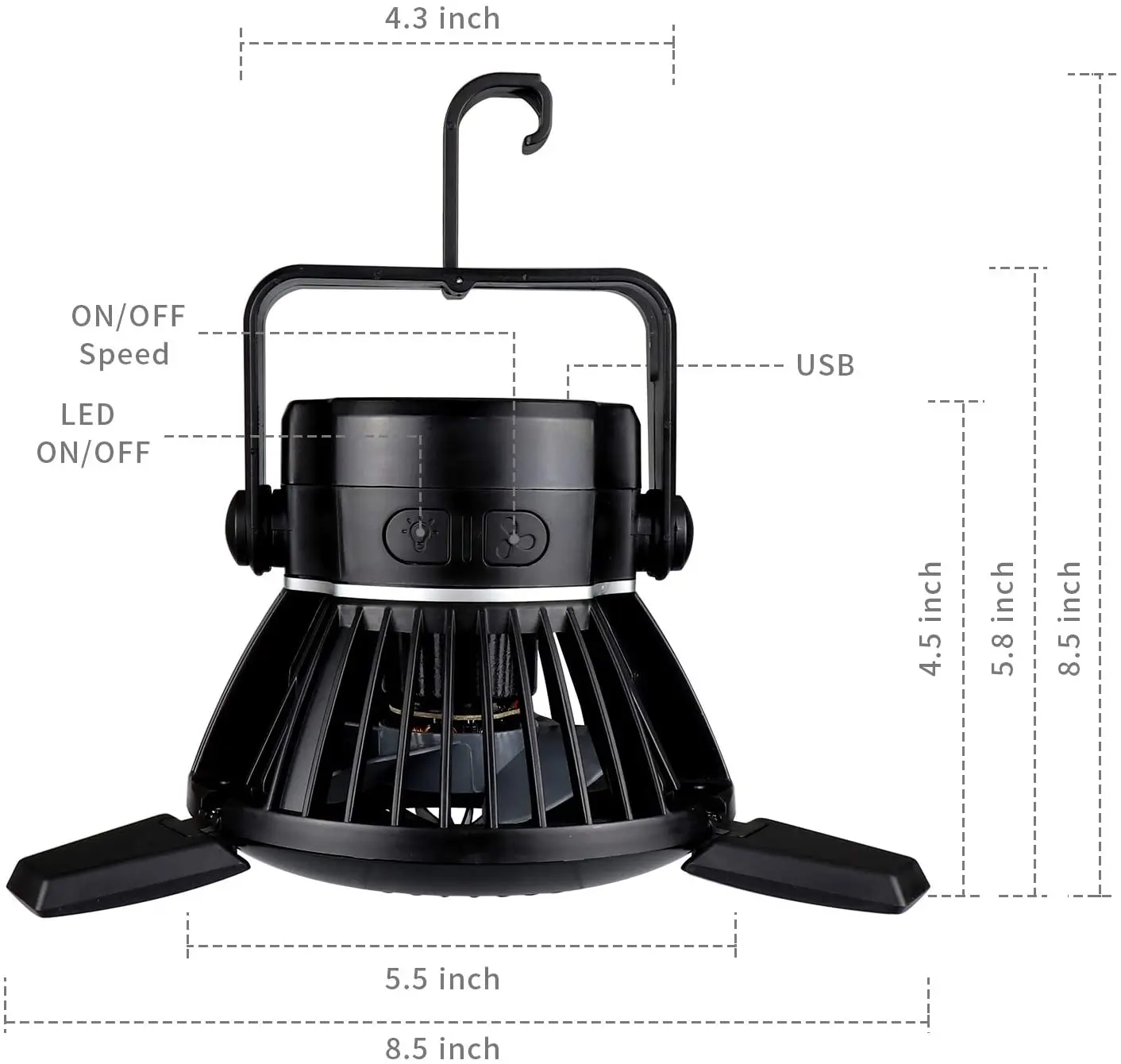 Hot Sale 3 In 1 Solar Powered Camping Fan Light Cooling Fan Light