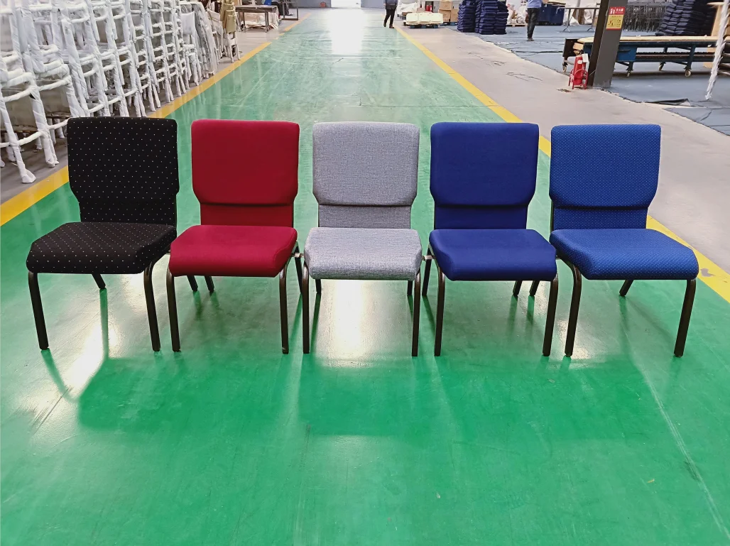Hot Sale Navy Blue Multi Color Church Chair Manufacturer Cheap Padded High Quality Stacked Metal