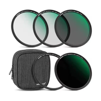 NEEWER Magnetic ND Lens Filter ND4 ND8 ND64 ND1000 Magnetic Grey Filter with Magnetic Adapter Ring Lens Filter Set