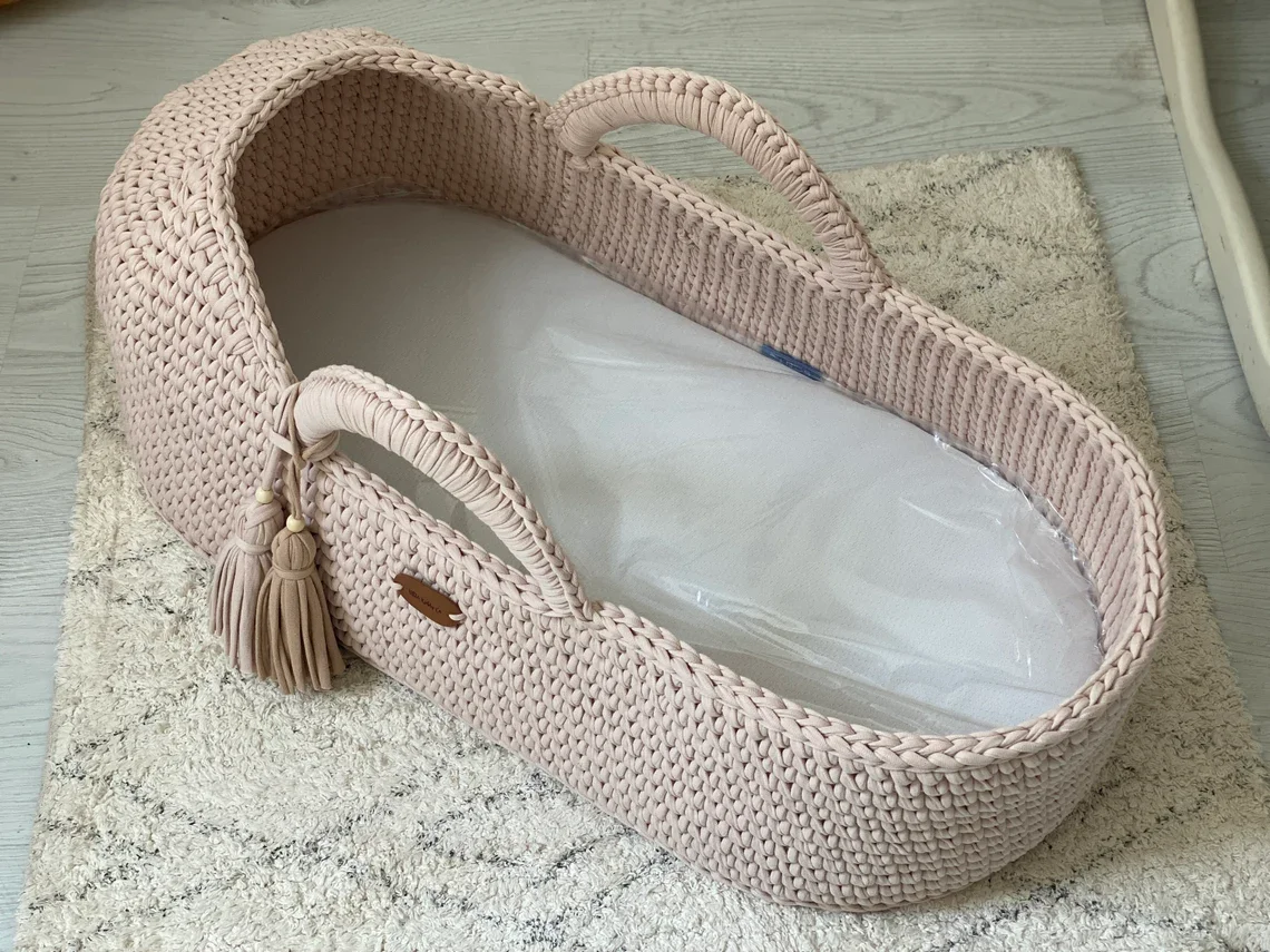 100 Cotton Rope Baby Changing Basket Moses Basket Thick Foam Pad With