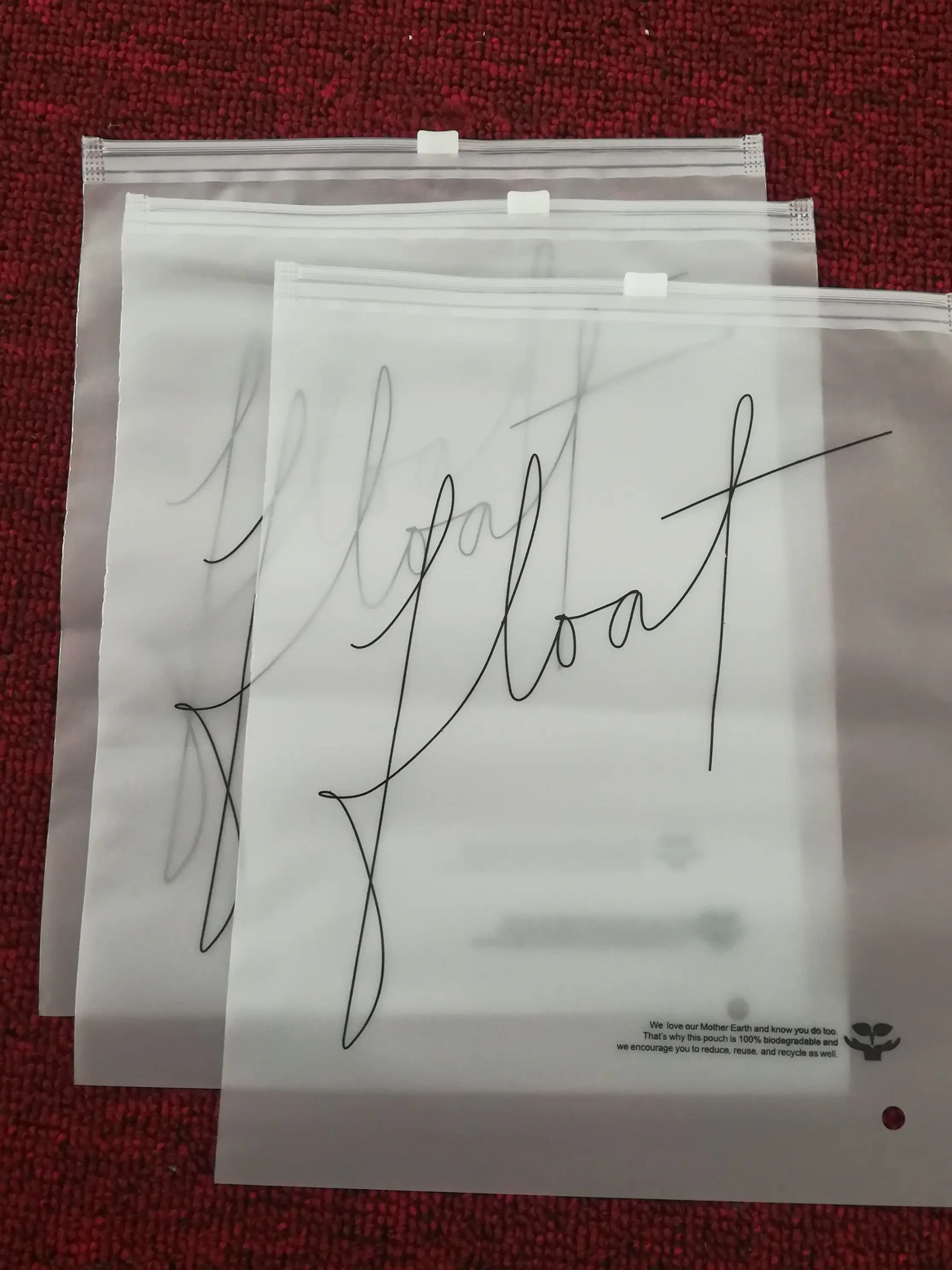 Custom Plastic T Shirt Bags Clothes Frosted Biodegradable Zip Lock Self