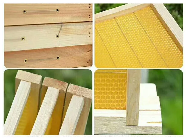 Beekeeping Equipment Waxed Wood Bee Hive Frame With Bee Wax Foundation