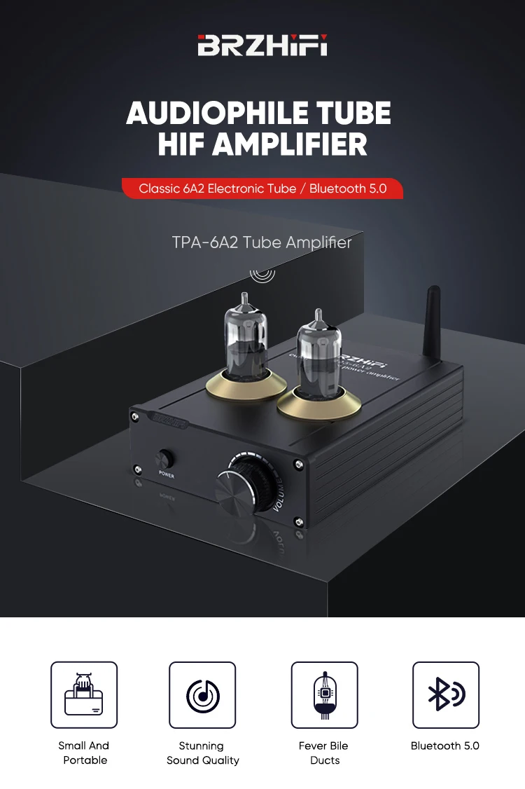 BRZHIFI High Quality Lossless Aluminum TPA-6A2 HiFi BT 5.0 Vacuum Tube Amplifier Small <a class='inkey' style='color:blue' href='https://www.weiliangaudio.com/' target='_blank'>Home</a> stereo details