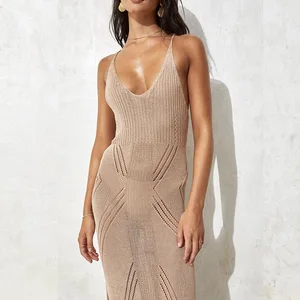 Hollow Out Sarong Custom Long Beach Dress Sexy Women Crochet Cover up