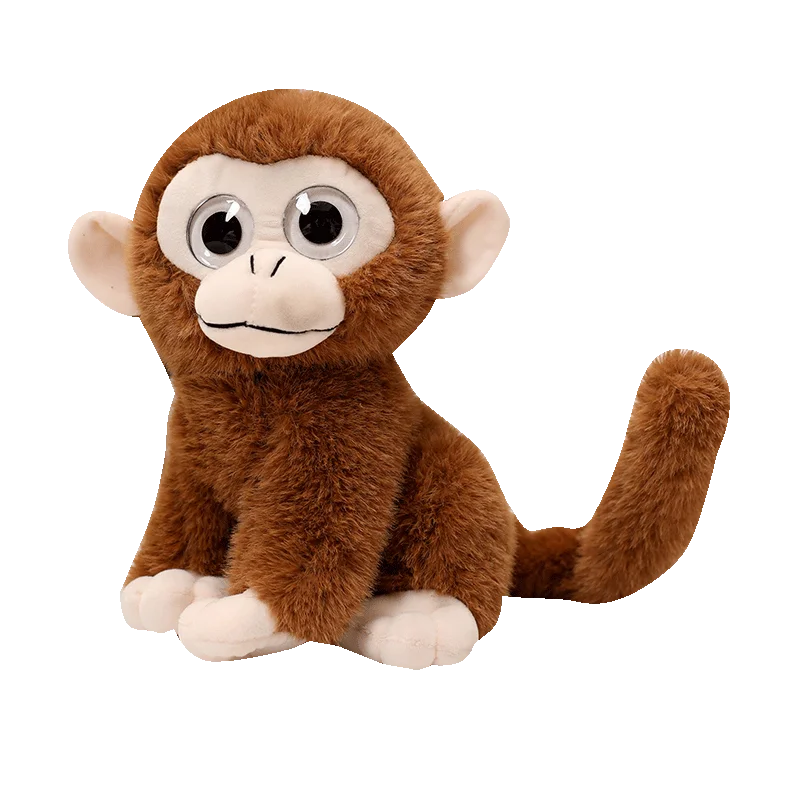 Wholesale Cute Brown Sitting Monkey Bolster Toy Soft Stuffed