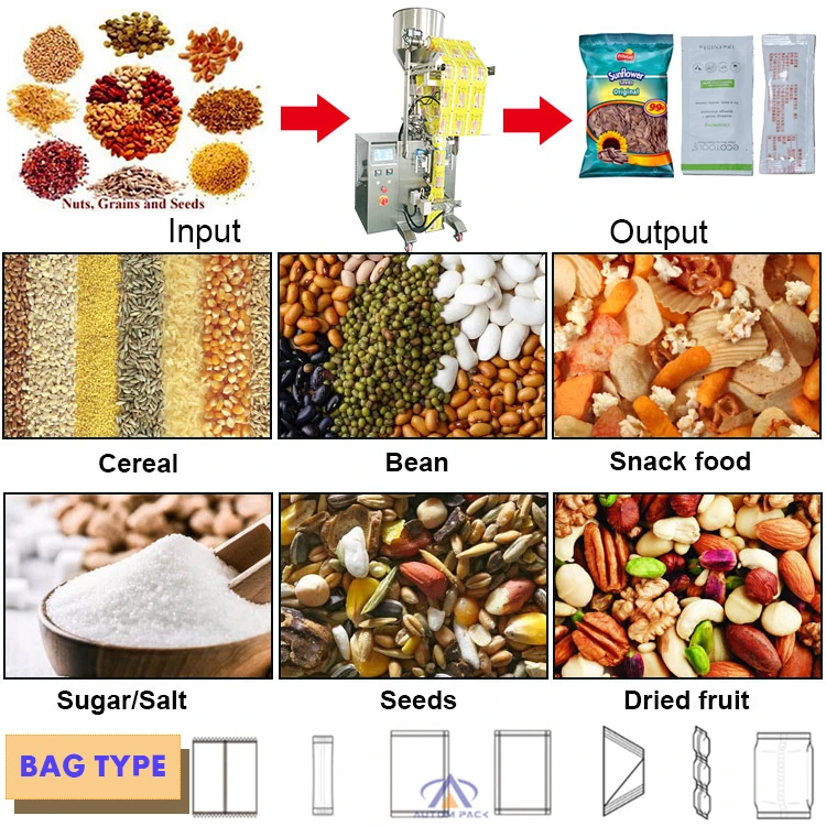 Autompack Factory Price Dried Figs Dry Fruit Cashew Nuts Wholesale Bag Making Herbal Food Particle Rice Grain Packing Machine