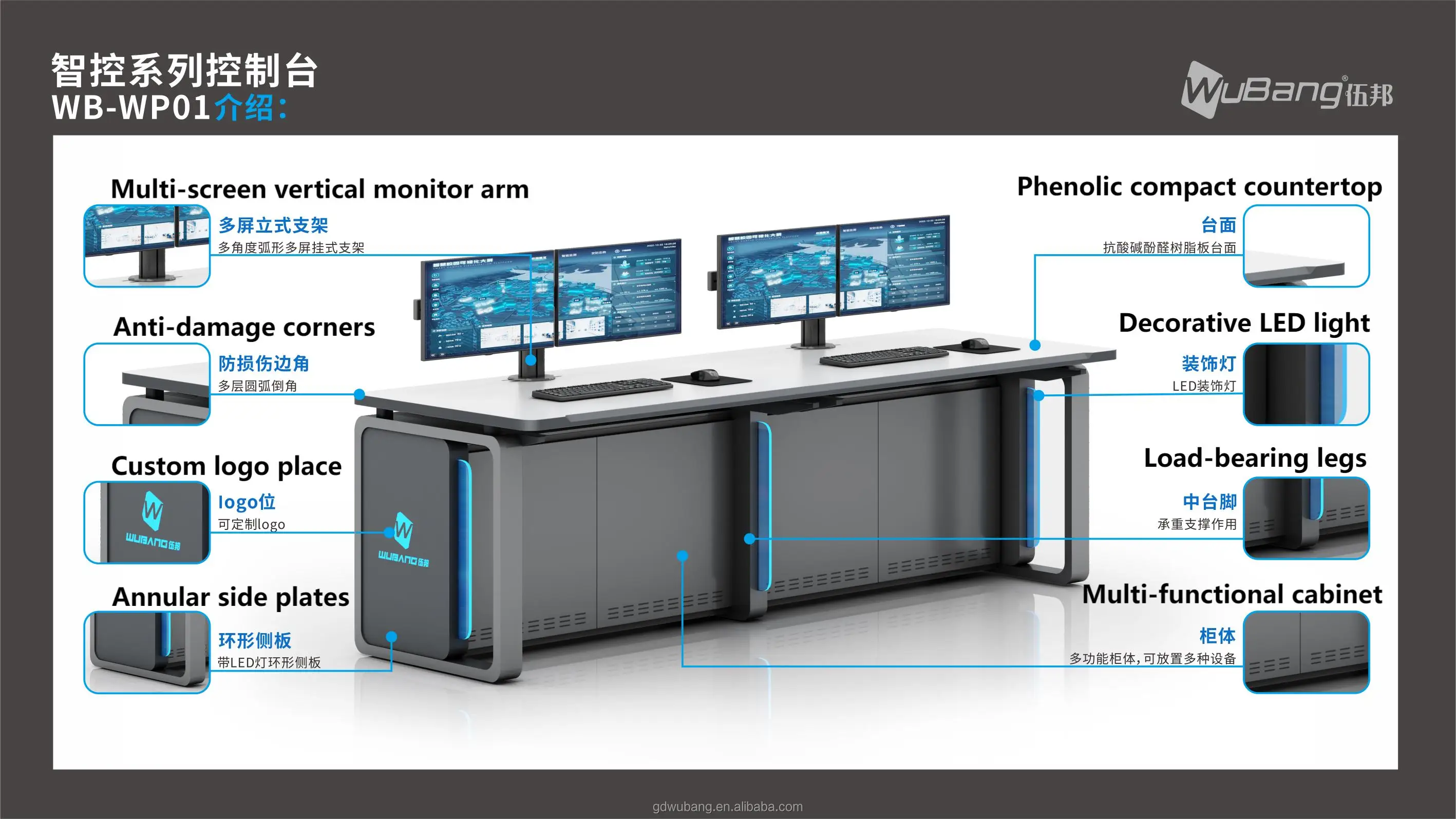 Customizable Shape And Length Control Room Console For Command Center ...
