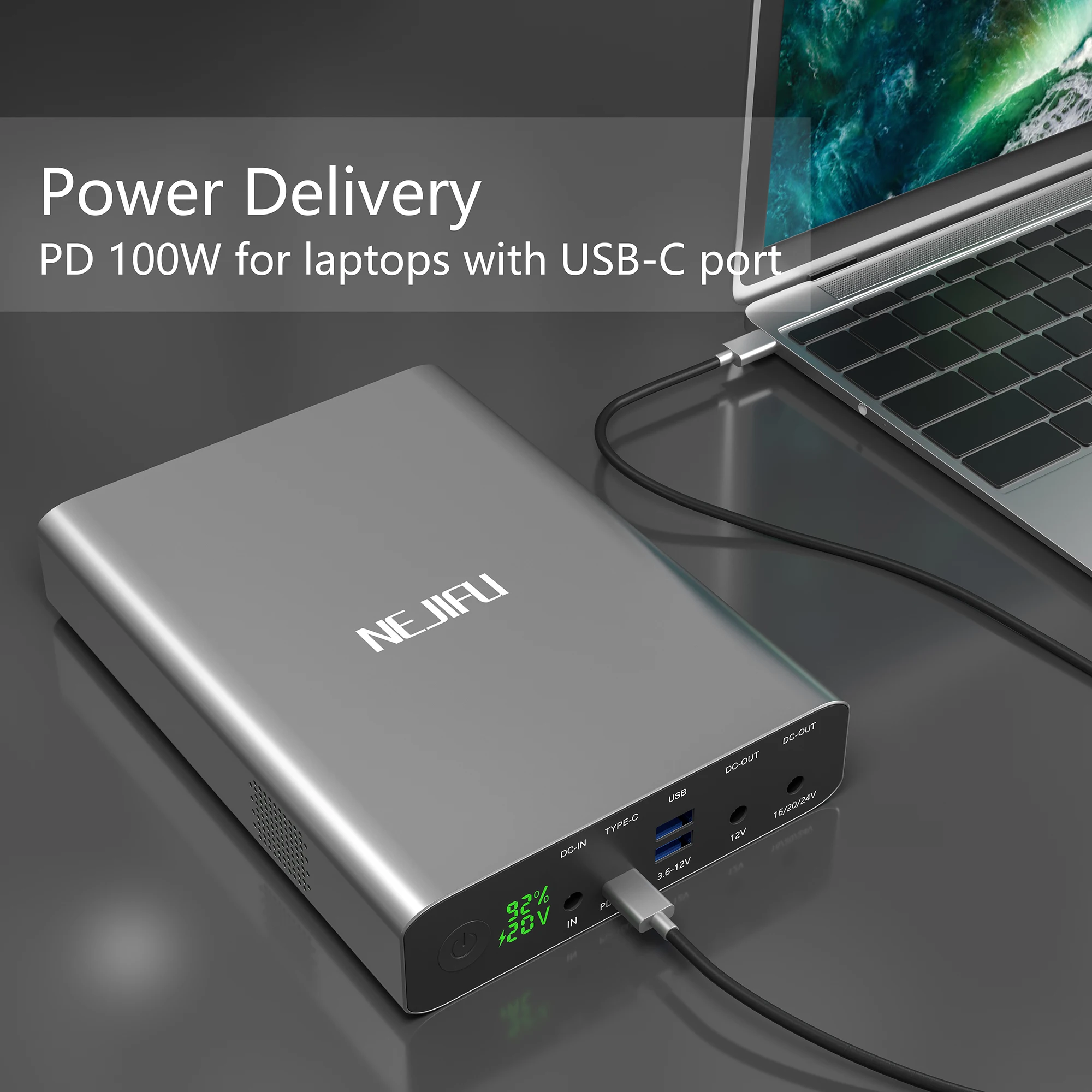 New QC3.0 TYPE-C Power Bank USB C PD 100W Portable Charger Power Bank 64000mah 32000mah