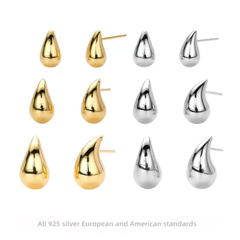 High quality Hot sale new S925 sterling silver water drop stud earrings fashion little pepper gold-plated earrings