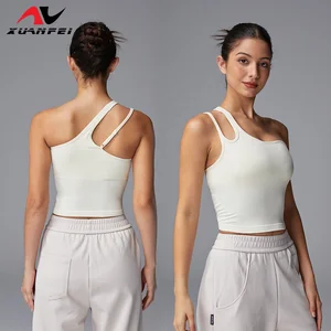 High-Quality Soft Single-Shoulder Design Sexy Elastic Slimming Sportswear Breathable White Yoga Fitness Clothes