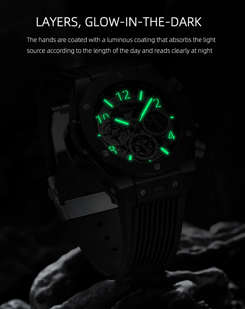 Watches Men Wrist Custom Moon Phase Chronograpy Multi-function Reloj ...