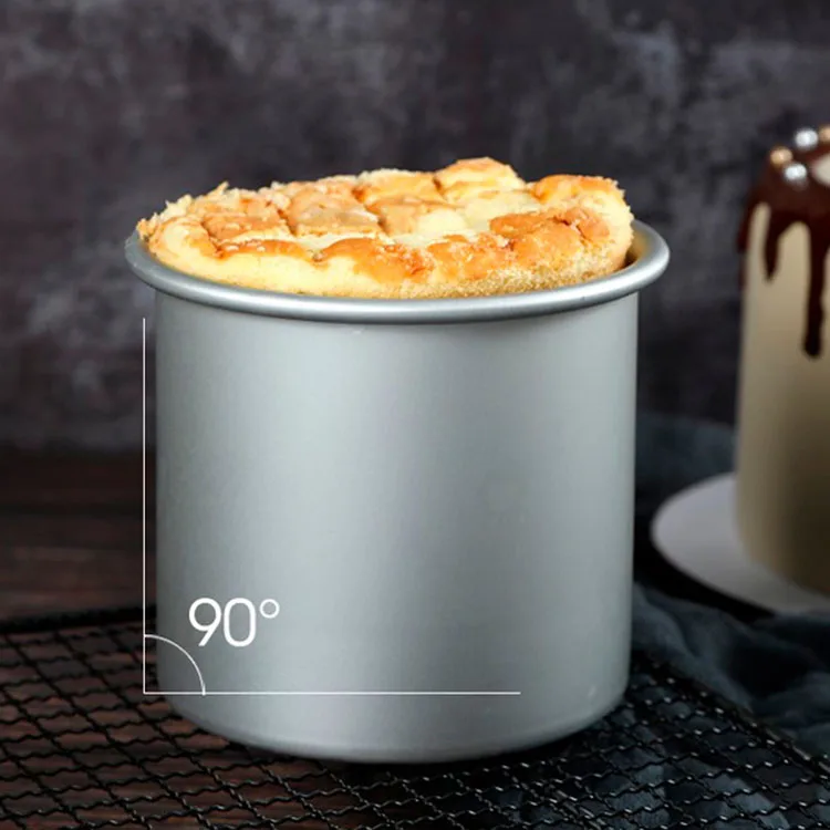 Factory Supply Deep 4 Inch Anodized Aluminum Round Fixed Bottom  Cake Baking Pan Chiffon Cake Mold Straight Side Cake Mould