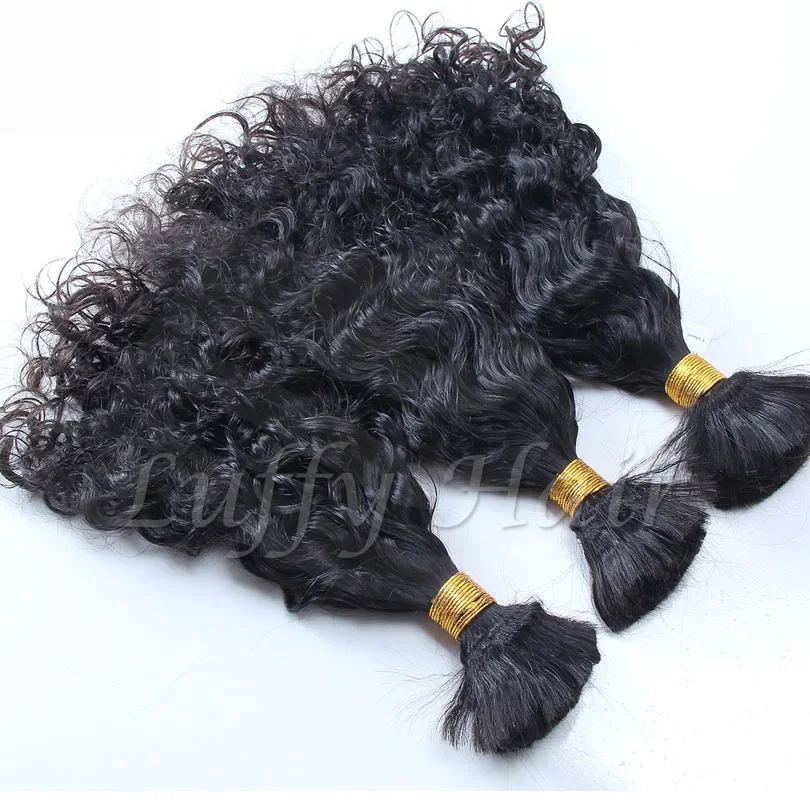 Wet and Wavy Human Hair Bulk for Braiding Indian Hair Bundles_voghion.com