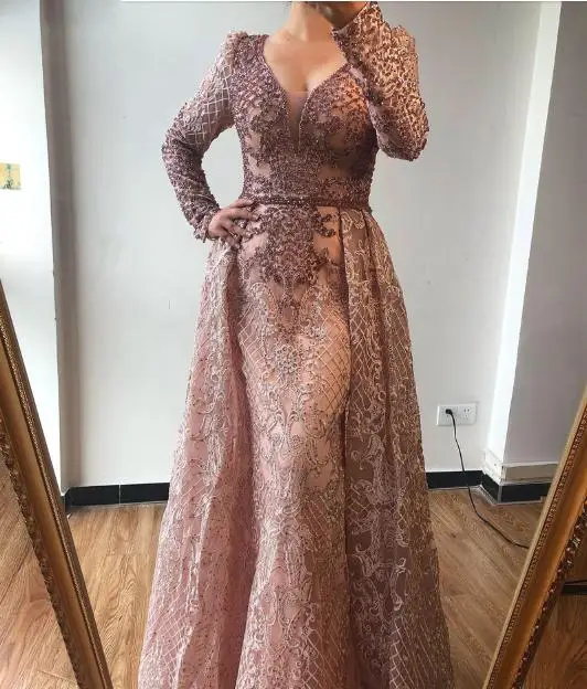 8 Different Color Luxury V-Neck Beading France Lace Evening Gowns Plus Size Long Sleeve Ball Gown Evening Dresses 8 Different Color Luxury V-Neck Beading France Lace Evening Gowns Plus Size Long Sleeve Ball Gown Evening Dresses