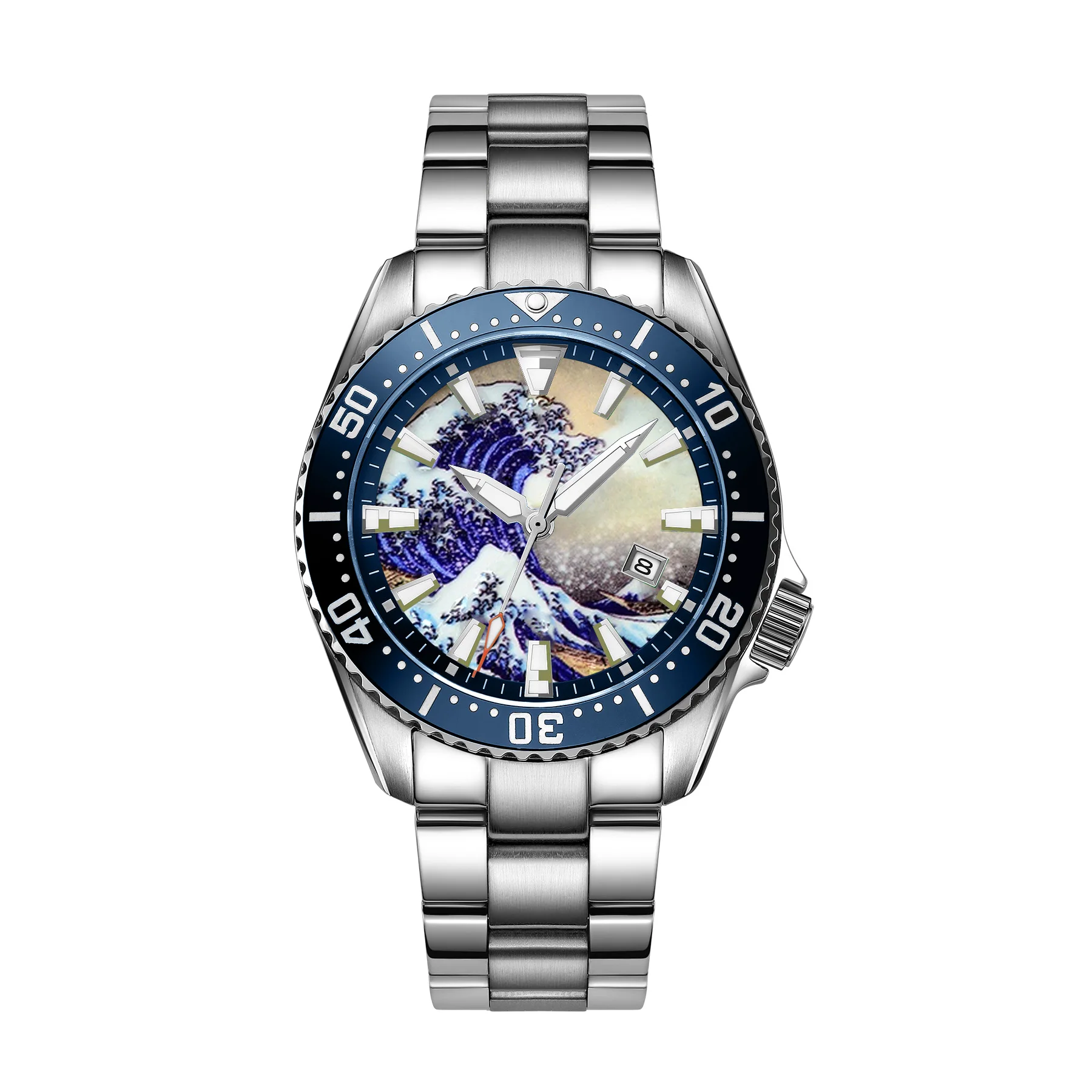 Luminous the Great Wave off Kanagawa Dial Diver Watch