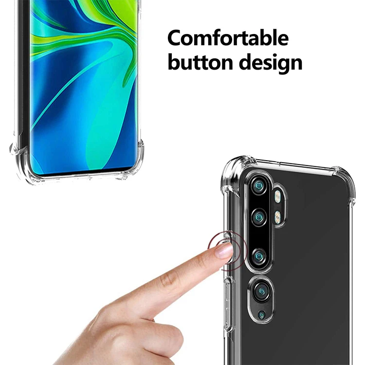 For Mi Note 10 Lite Bumper Case,Shock Resistance Clear Tpu Protective Case Cover for Xiaomi Mi Note 10 Lite Funda Para Telefonos