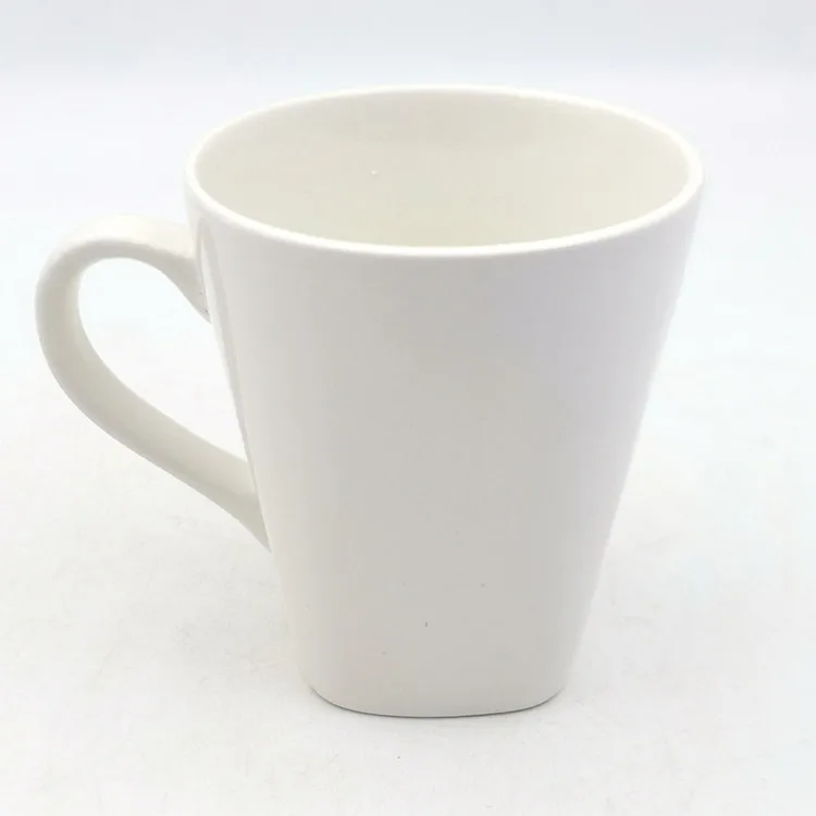 New Bone China Square Bottom Ceramic Cup 250ml Gift V-shaped Mug Wholesale Creative Advertising Mugs