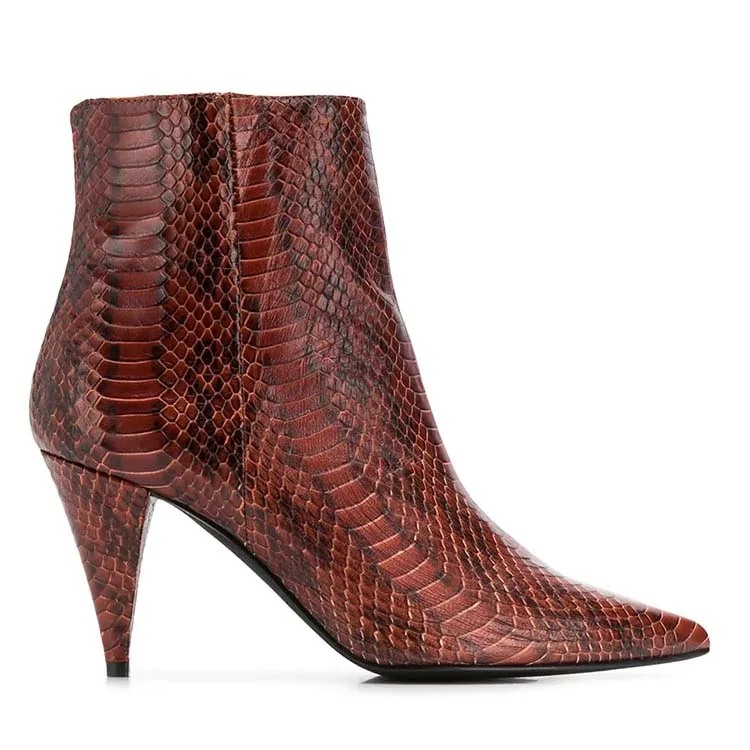 brown cone heel boots