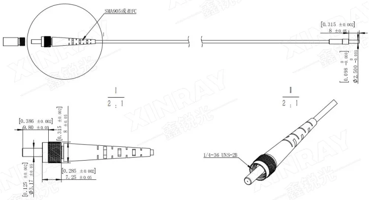 2.5mm Implantable Fiber Optic Cannulae 1.25mm Implantable Fiber Optic ...