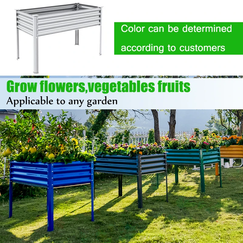 Outdoor Galvanized Garden Raised Planter Boxes Large Metal Raised ...