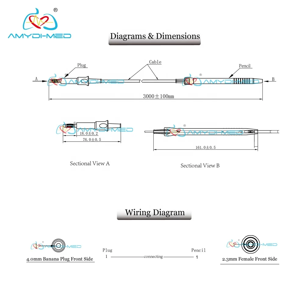 Hand Control Surgical Diathermy Electrode Cautery Pencil Monopolar Reusable Electrosurgical Cautery Pencil