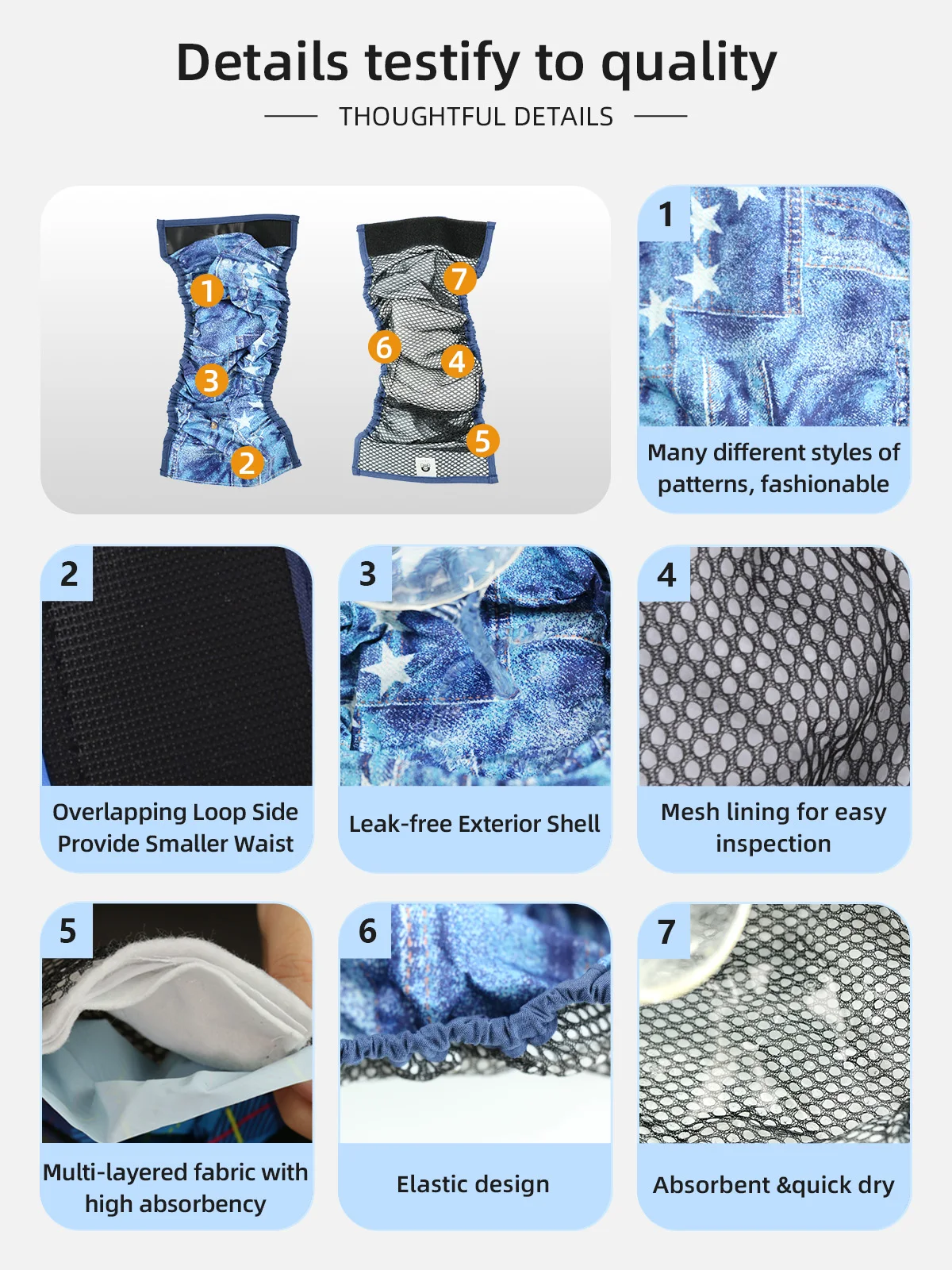 Wholesale Pet Products Reusable Washable Dog Belly Wrap Diapers for Fe - product detail 4