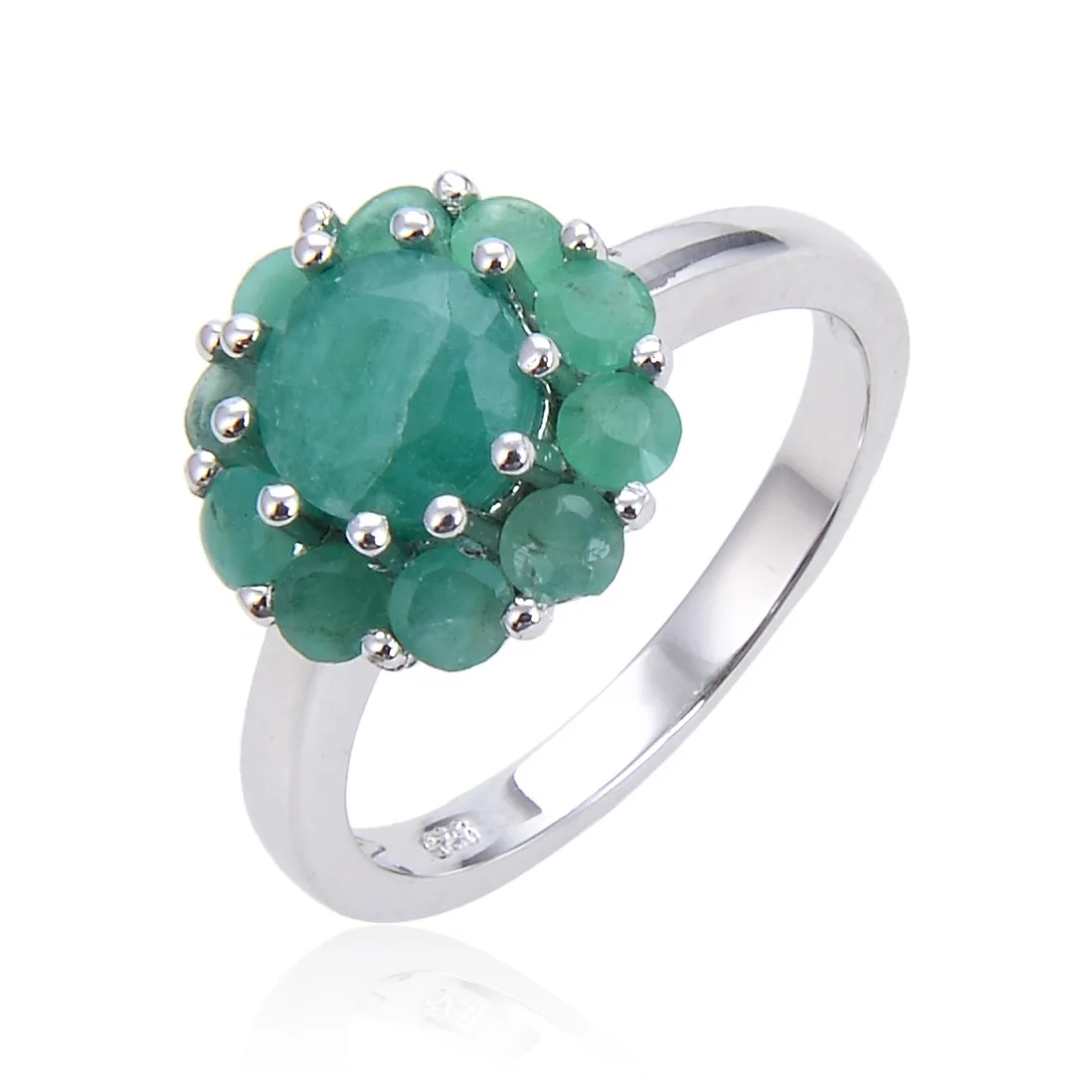 Abiding Jewelry Wholesale Cheap Jewelry Emerald Natural Gemstone Rings Solid 925 Silver Rings