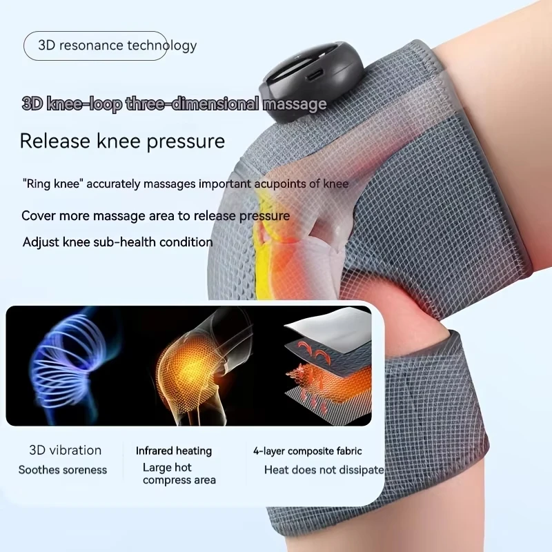 Portable Knee Health Care Professional Heated Vibration Full Coverage Hot Compression Knee Joint Wireless Knee Leg Massager